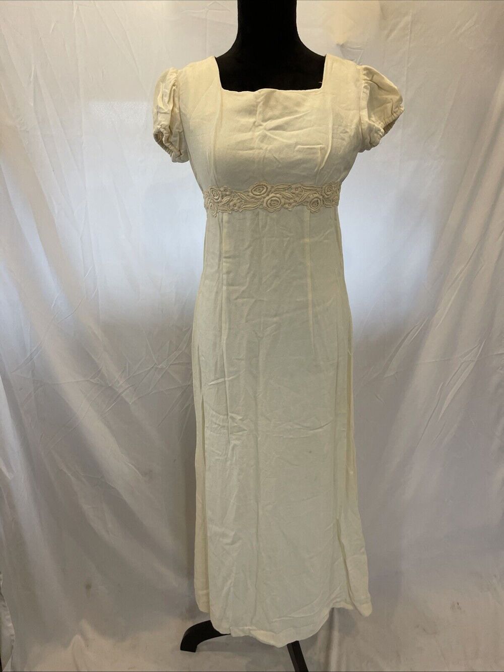 Vintage handmade 60s empire waisted tea dress gown white Wedding formal Cottage